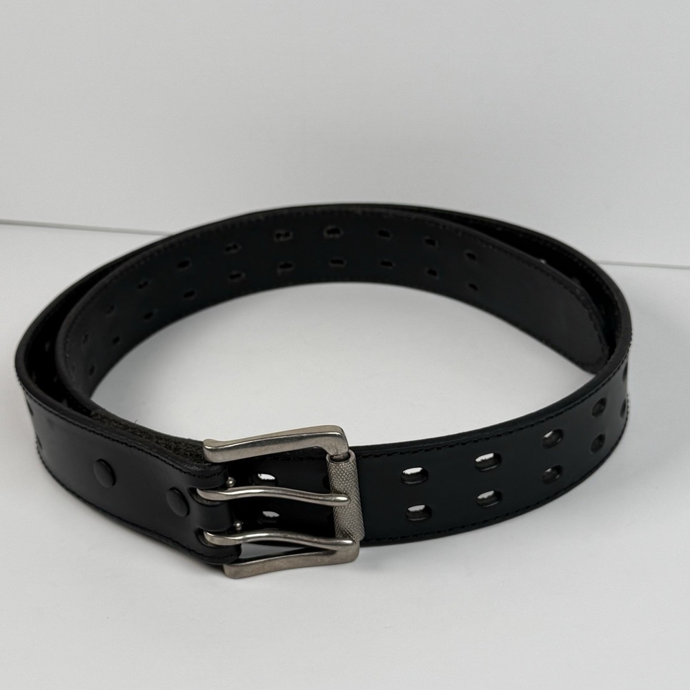 Berne Black Leather Double Prong Belt Men Size 40 1.5 inches wide